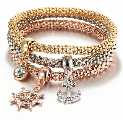 Shining Diva Fashion Crystal Charm Bracelet (3 pcs)